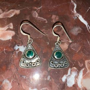 3/$21Sterling silver/green earrings